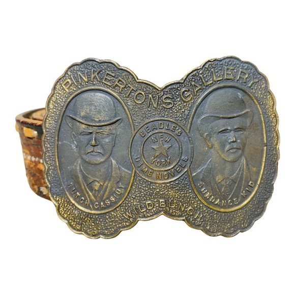 Vintage Western Core Belt with Pinkerton Brass Buckle Sz 40”- 42” - Picture 3 of 5